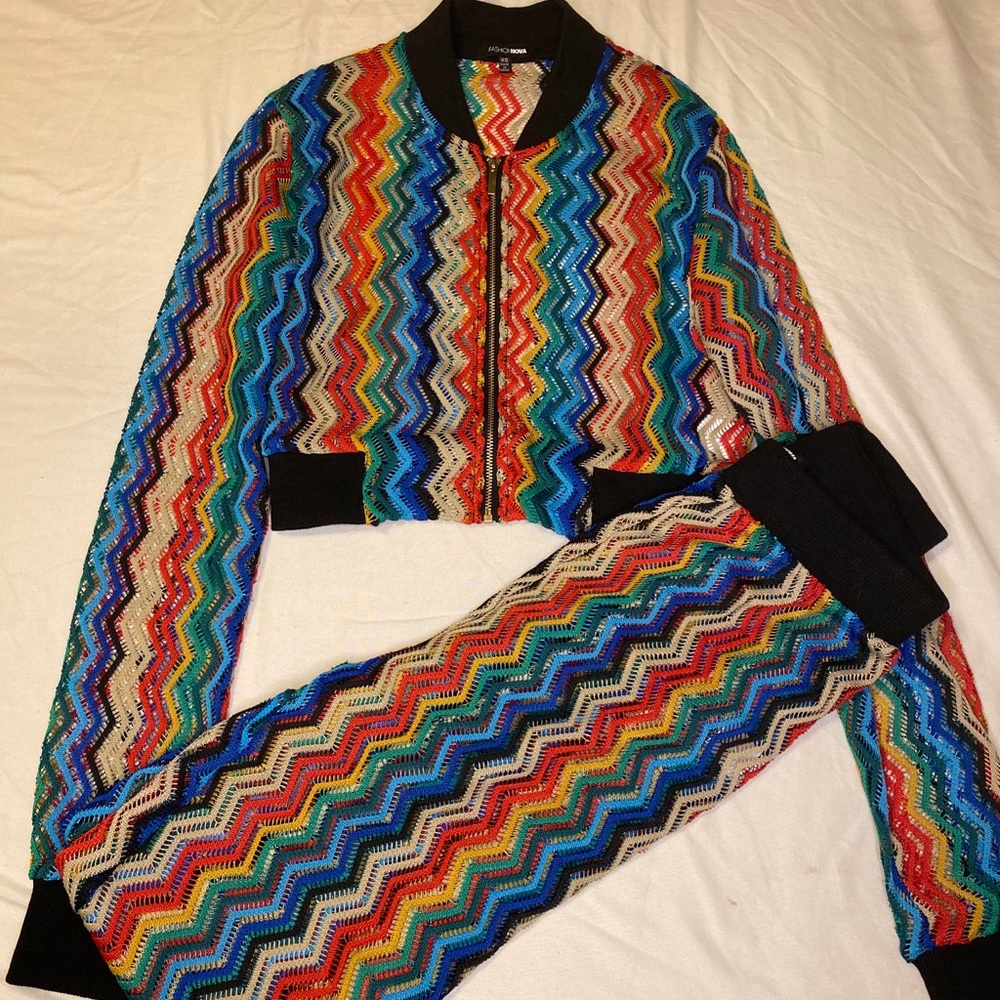 Zig zag crochet jogger set